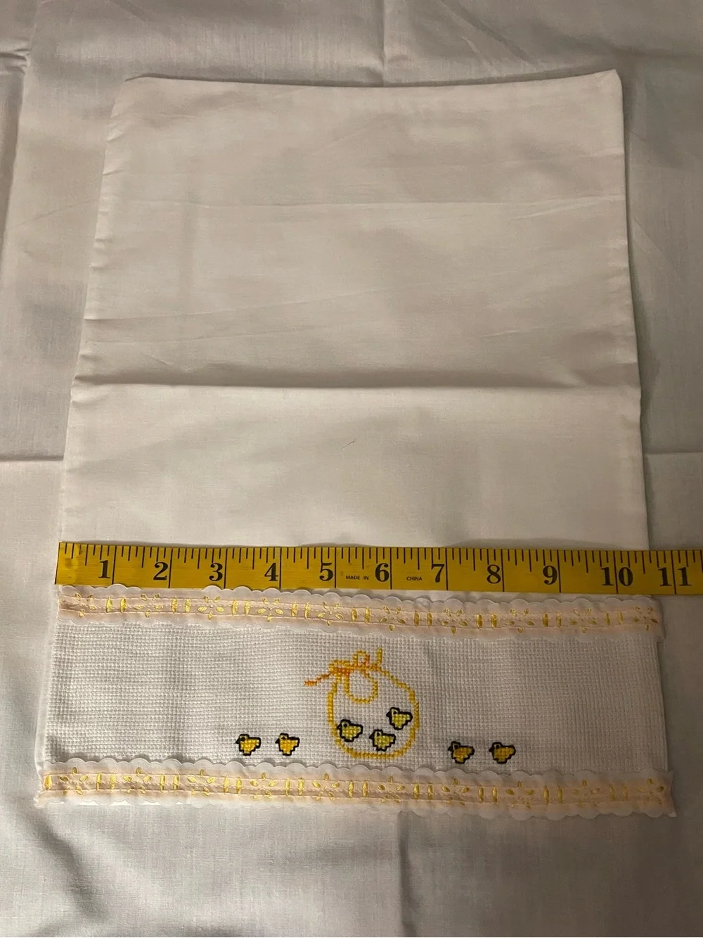 Send offer Handmade cross-stitch Baby White & Yellow Decorative Bed Linen Set